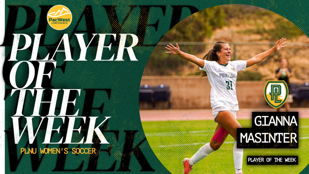 PLNUSeaLions's tweet photo. Have yourself a day, Gianna 👏

PLNU Women's Soccer midfielder Gianna Masinter was named @ThePacWest Player of the Week after scoring twice in a 5-2 win over UCCS.

Masinter leads Point Loma with 3 goals on the season.

#GoSeaLions https://t.co/uwGWNIC76T