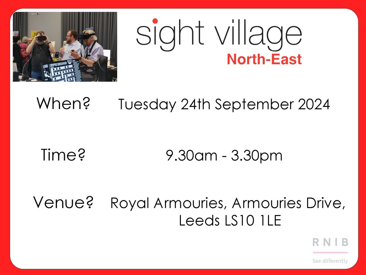 Looking forward to #sightvillage north east <a href="/Royal_Armouries/">Royal Armouries</a> Leeds tommorow and meeting everyone.  Come and say hello <a href="/PIandMedNeg/">Irwin Mitchell Personal Injury & Med Neg</a> #irwinmitchell stand if you are there