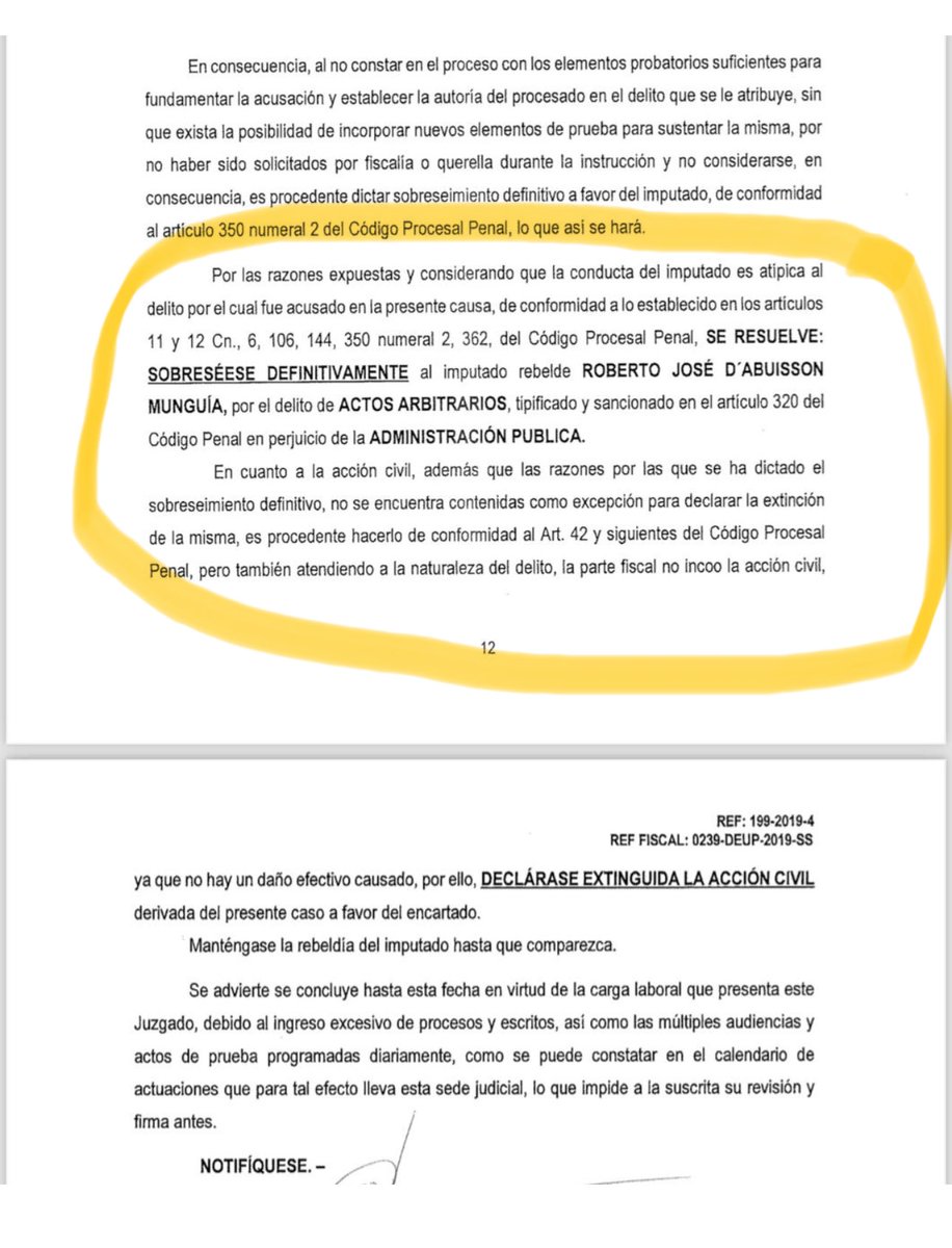 RolandoCastroSv's tweet photo. El ex Alcalde  de Santa Tecla, Roberto D’ ABUISSON.

En su gestión incurrió en el delito de Apropiación y Retención de cuotas laborales, consecuentemente también en delitos de actos arbitrarios entre otros más.

Los trabajadores lo denunciaron penalmente, pero en ese momento el Fiscal Raúl Melara lo protegió bastante, aparte de un grupo de abogados que tenían parientes en estructuras de poder del momento.

Hoy esos tentáculos todavía siguen moviéndose a pesar que los abogados de ese tiempo le renunciaron en la actualidad, la mano invisible sigue estando vigente.

Hoy paradójicamente un juzgado le otorga como premio el sobreseimiento definitivo a pesar de calificarlo como “ Imputado rebelde “

Si en la mayoría de ocasiones solo la misma rebeldía es causal suficiente para declararle la orden de captura.

Los trabajadores de la Alcaldía afectados  han tomado la decisión de apelar esta burda decisión judicial.

La justicia debe aplicarse a los infractores de la ley sean quienes  sean.

Vamos a respaldar la decisión de los trabajadores y vamos a denunciar también estos reductos que todavía quedan en el órgano judicial.