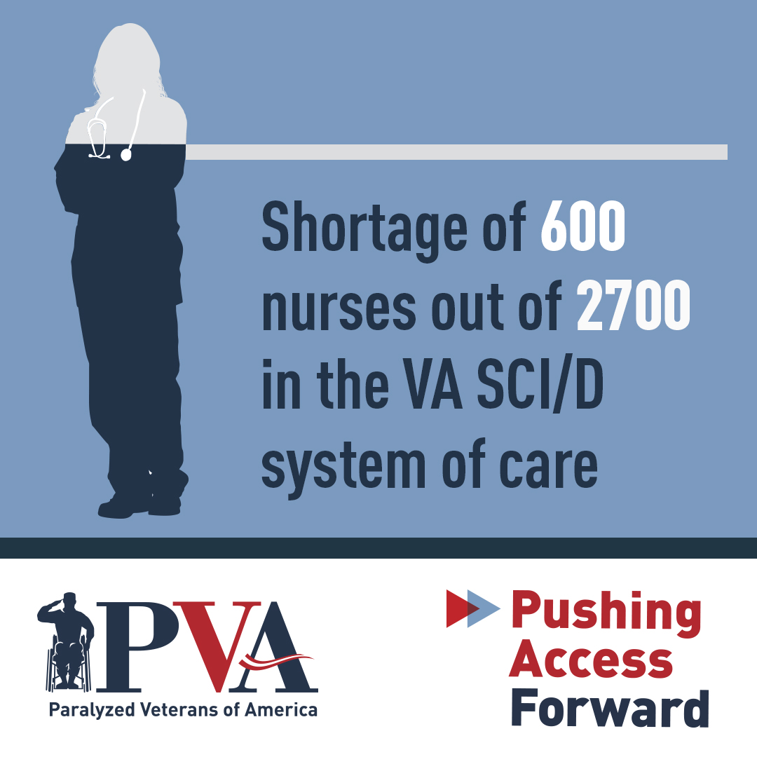 PVA1946's tweet photo. Ongoing @DeptVetAffairs staff shortages have led to...

🔴 Suspended care at 1 SCI/D unit
⚪️ #Veterans transferred 2 STATES away
🔵 1 NURSE for numerous cases

Join our #PVActionForce by #PushingAccessForward and urging reps to pass the CAREERS Act: https://t.co/ww0elS5jkj. https://t.co/TEYM0waNaC