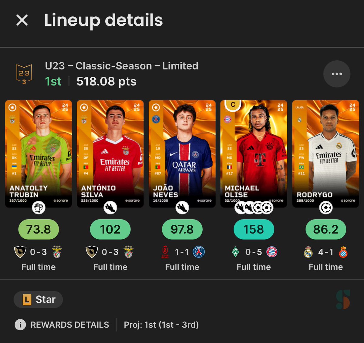 Enjoyed that 90th min Silva assist 🥳 #sorare