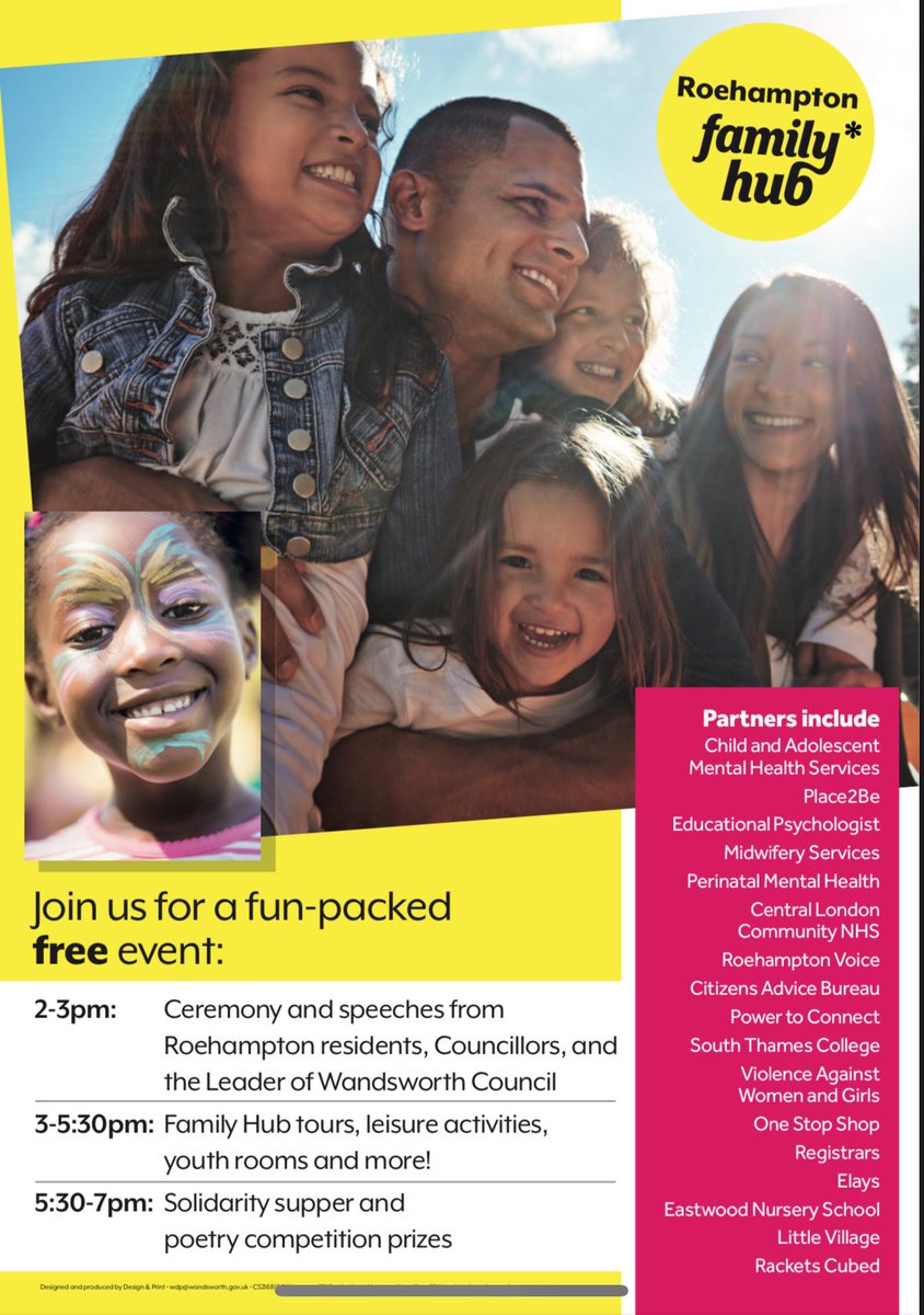 Join us at our grand opening of the Roehampton Family Hub on Thursday 3rd October , 2pm-7pm. Bring the family and join us and the rest of the community #roehampton #wandsworth #familyhub #CommunityBuilding