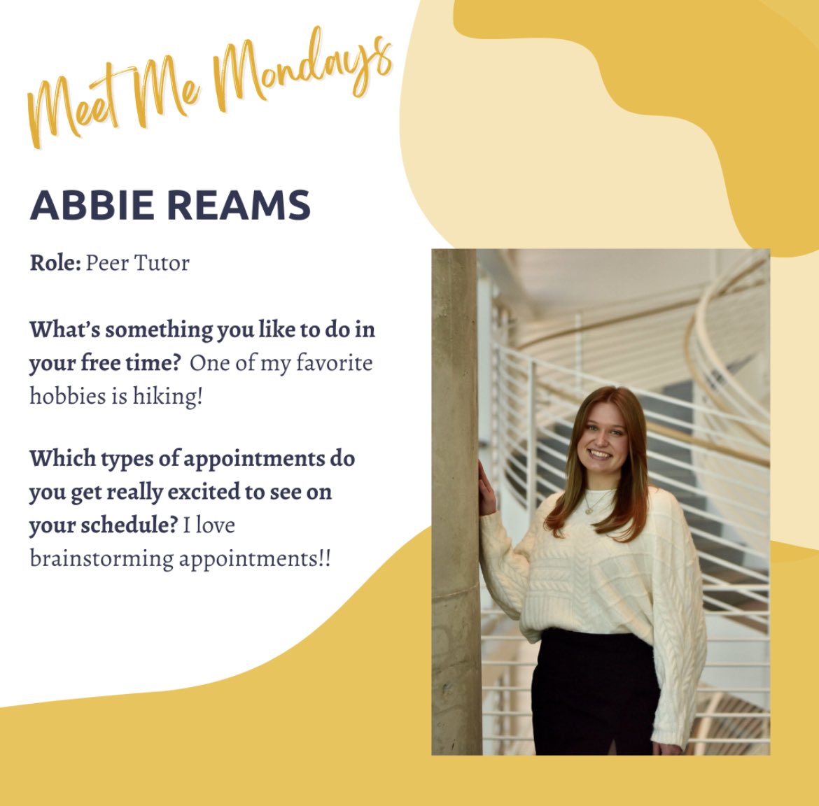 Wondering who our tutors are? Let us introduce you to them! Abbie is studying LMC and marketing. This is her 3rd year working in the Communication Center. Make an appointment with Abbie at gatech.mywconline.com