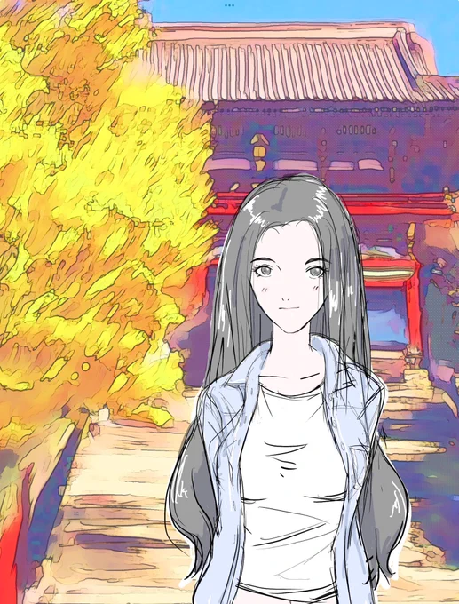 お蔵出し『鶴岡八幡宮』大銀杏倒れる前の写真の設定イラスト。せっかくの3連休でしたが体調不良だったり、仕事したり…。それでも仕事は待っている。逃げずに頑張ろう今日も良い事沢山在るよ#絵描きさん交流会 #イラスト好きとつながりたい #絵描きさんフォロバ100 