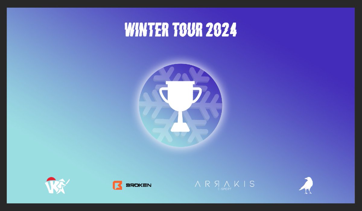 ❄️ 𝗪𝗜𝗡𝗧𝗘𝗥 𝗧𝗢𝗨𝗥 𝟮𝟬𝟮𝟰 ! ❄️

En partenariat avec <a href="/ArrakisESport/">Arrakis E-Sport</a> <a href="/esport_broken/">Broken Esport</a> &amp; <a href="/Jeanvoievalser/">Jeanvoievalser</a> venez participer au plus grand tournoi amateur !

🕹️ #LeagueOfLegends
🗓️ 16 &amp; 17 novembre
🏆 1000€ de CashPrize
📈 3 niveaux ce compétitions

🔗 : play.toornament.com/fr/tournaments…