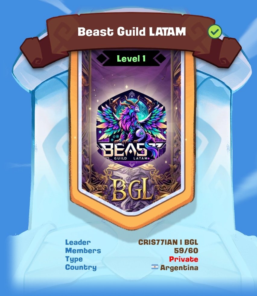 BeastGuildLATAM's tweet photo. Queres ser parte de la comunidad Beast Guild LATAM?

Completa el formulario de pre-ingreso en el siguiente link: https://t.co/4J2DZN8jm3

Buscamos jugadores activos y responsables que tengan espíritu competitivo.

#AxieClassic #Axie #Guild #Competitivo #BeastGuildLATAM https://t.co/n8aseMsxZA
