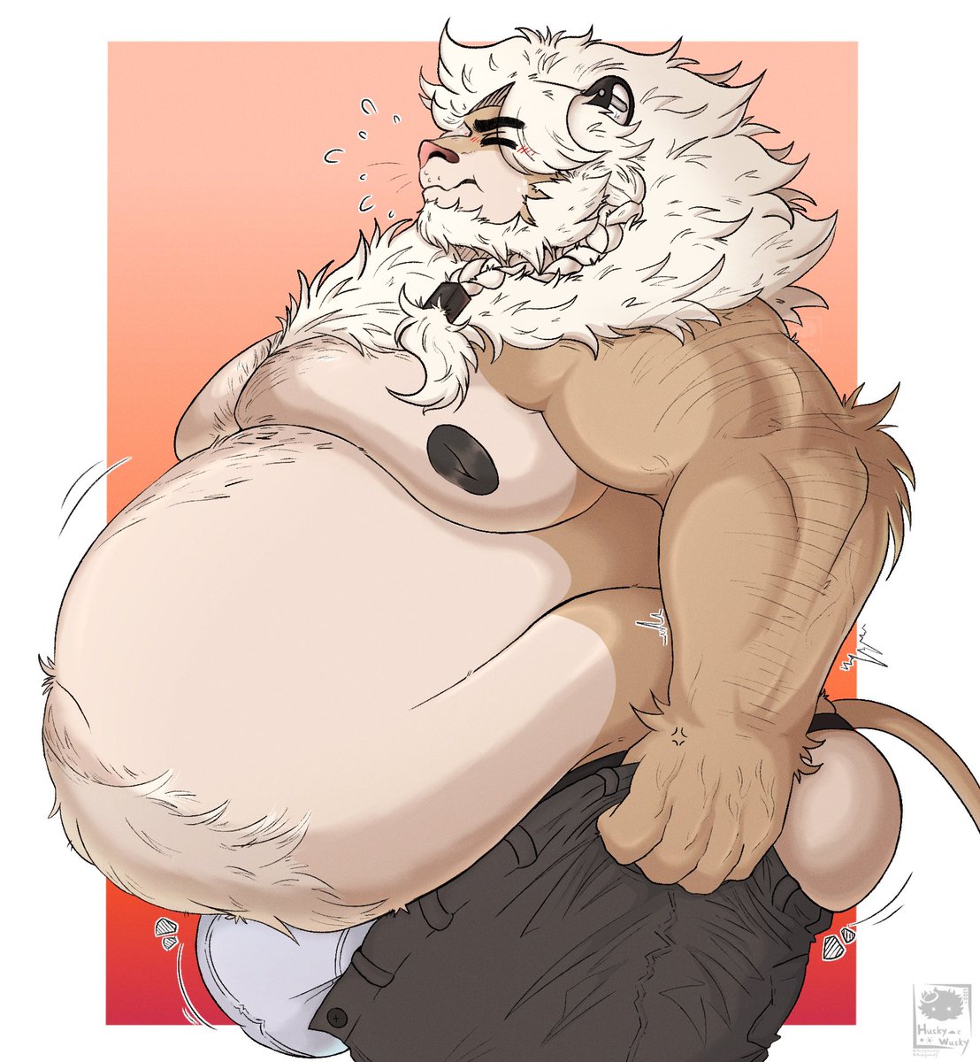 old art, but... i made him so shapely here, 😵‍💫

need to make some art of my lion even BIGGER soon 🧡🧡🧡