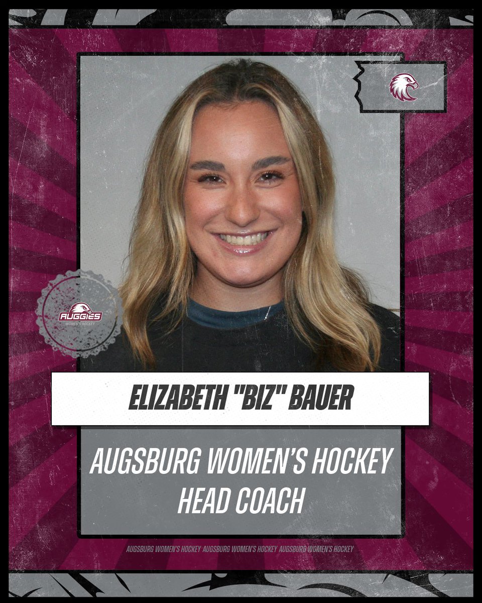 AugsburgAuggies's tweet photo. WOMEN'S HOCKEY - Elizabeth "Biz" Bauer named new Augsburg head coach! She served as a full-time assistant for the Auggies last season.

Story: https://t.co/zsx15jGNwc
#d3hky #AuggiePride @USCHO @d3hky https://t.co/m13RuKqi42