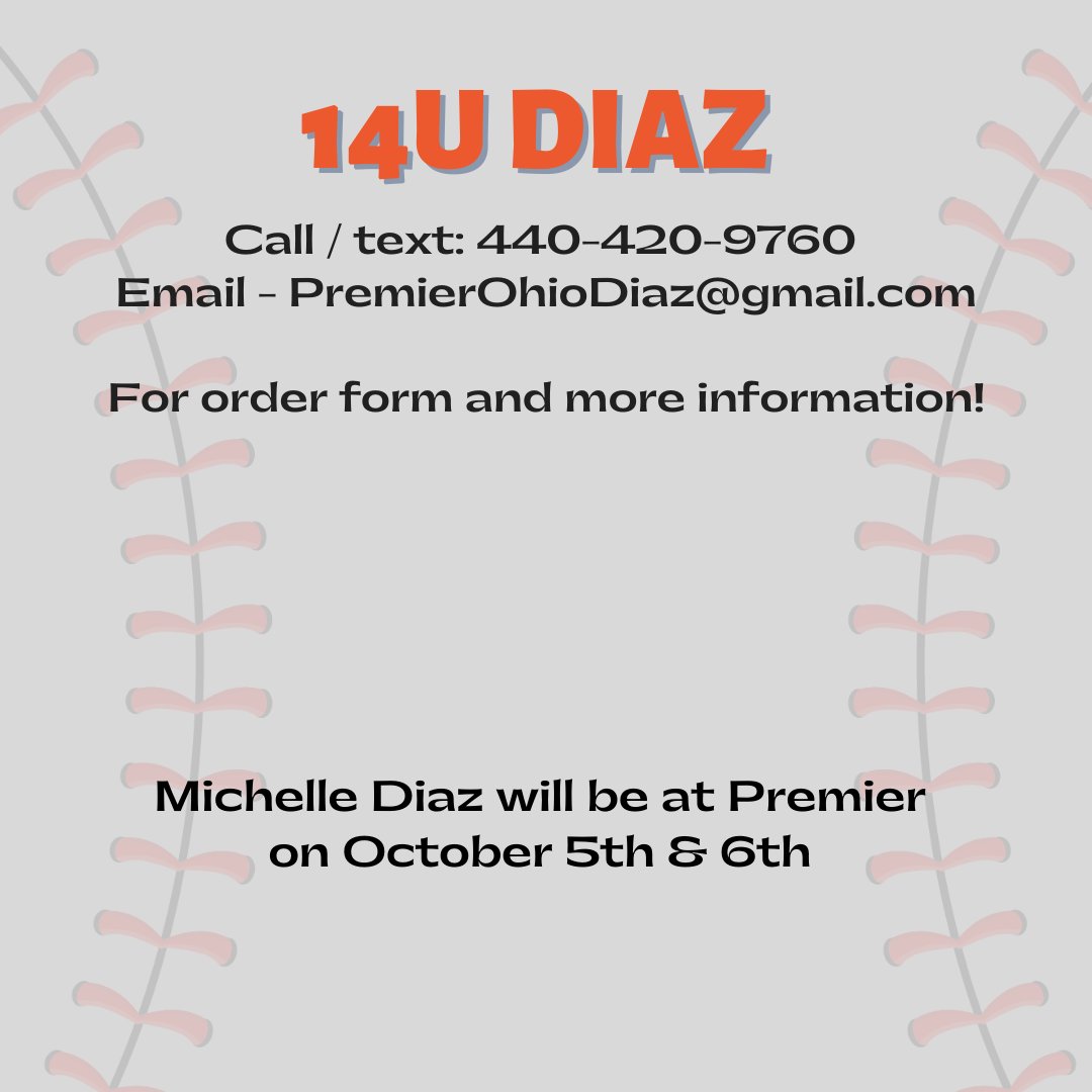 premierath's tweet image. ‼️IT'S YARD SIGN SEASON‼️

14U Diaz has an awesome fundraiser this year

Contact 14U Diaz before OCTOBER 20TH. 
Call / text: 440-420-9760 
Email - PremierOhioDiaz@gmail.com

#yardsign #baseball #softball #premierohio #premierohiobaseball #premierohiosoftball