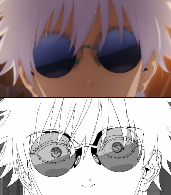 artdiseasee's tweet photo. thought about how they drew gojo's eyes while at the same time being covered by his sunglasses, i think that's a pretty cool detail https://t.co/sdZ939myyT