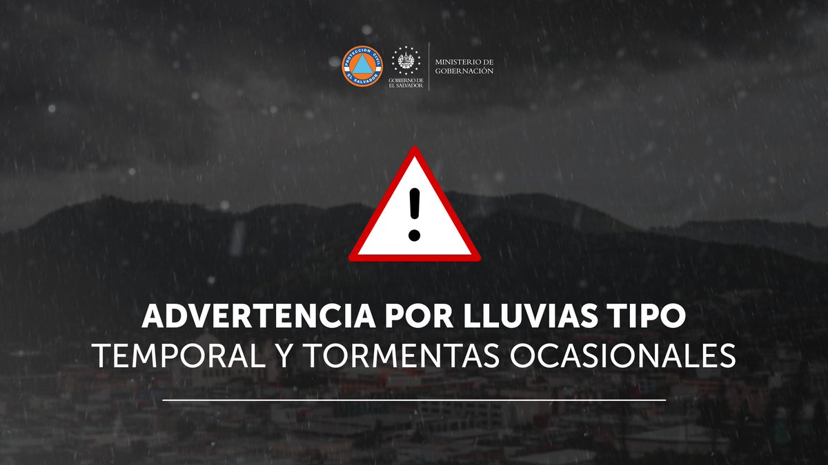 ⚠️ #ATENCIÓN ⚠️
Se emite 𝐀𝐃𝐕𝐄𝐑𝐓𝐄𝐍𝐂𝐈𝐀 a nivel nacional por lluvias tipo temporal y tormentas ocasionales.

Más información: ⤵️
acortar.link/9YkD8c

Ante cualquier emergencia comunícate a los números:
📞 2️⃣2️⃣8️⃣1️⃣-0️⃣8️⃣8️⃣8️⃣
📱 7️⃣0️⃣7️⃣0️⃣-3️⃣3️⃣0️⃣7️⃣