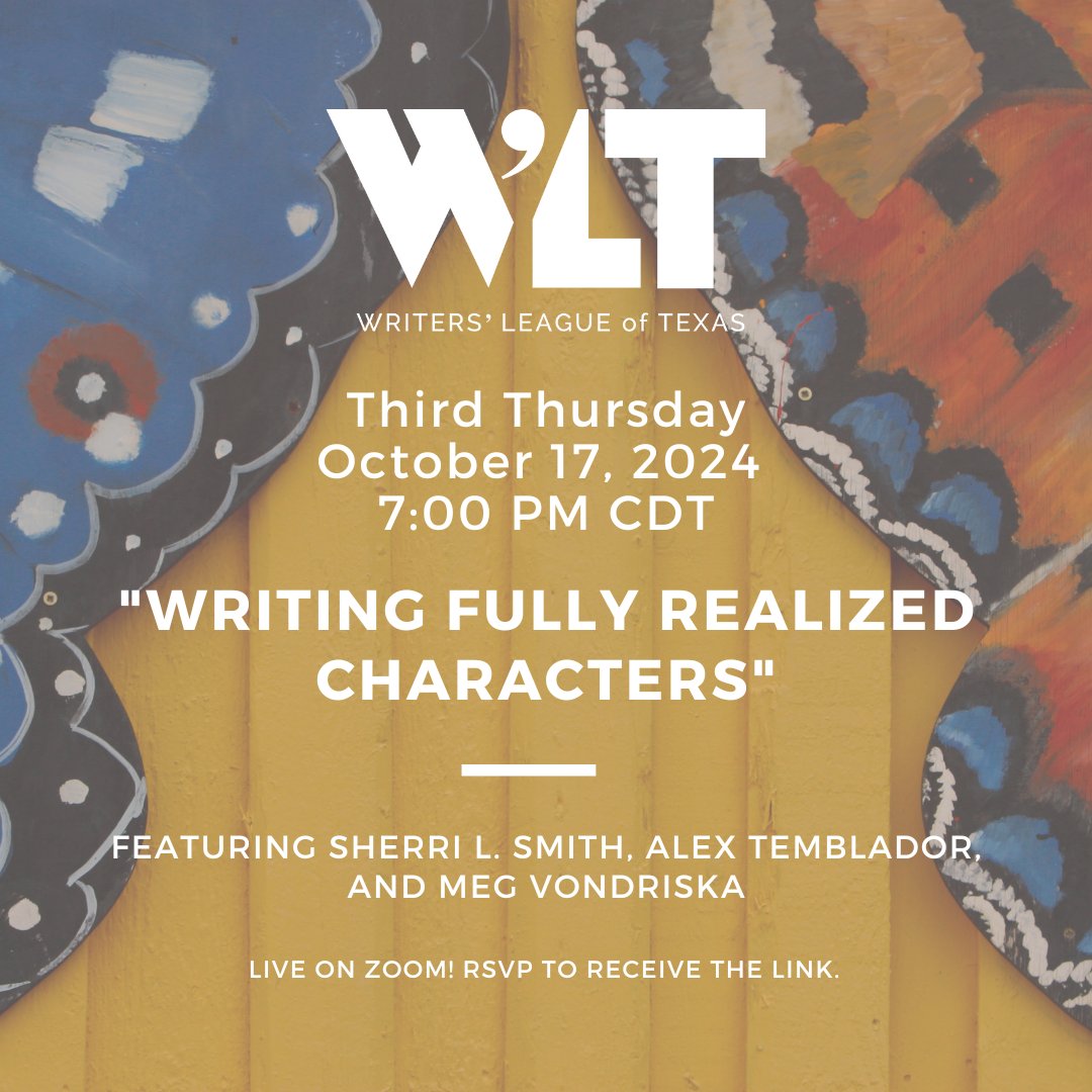 A young writer just asked me how I create characters that seem real. Want to know how it's done? Join me, @alex_temblador , and <a href="/menwritewomen/">Meg Vondriska</a>  for FREE on October 17th for a great conversation, courtesy of <a href="/WritersLeague/">Writers' League of Texas (WLT)</a> . Link in the bio. Don't miss out!
#creativewriting