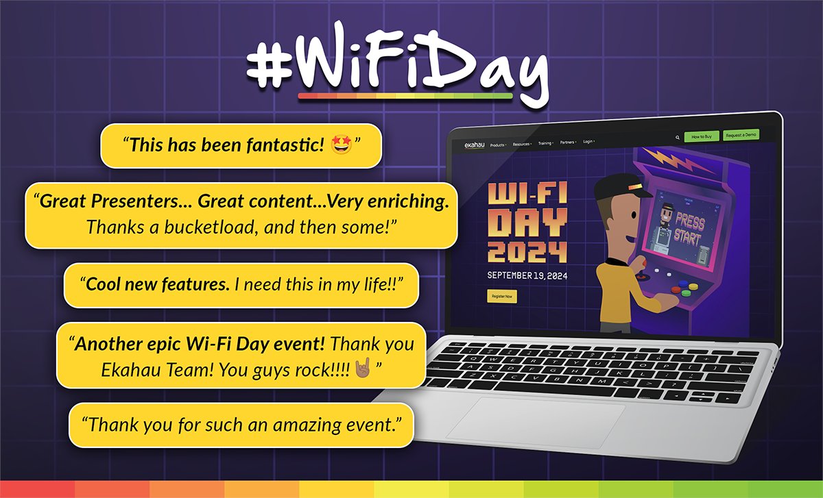 ekahau's tweet photo. Missed last week's #WiFiDay? All 3 hours of awesome speaker sessions from experts from HPE Aruba Networking, Cisco, Boingo, Ookla, Amazon &amp; more are now available on-demand! https://t.co/9xGCh5FR7p https://t.co/5CCT3ZUtsW
