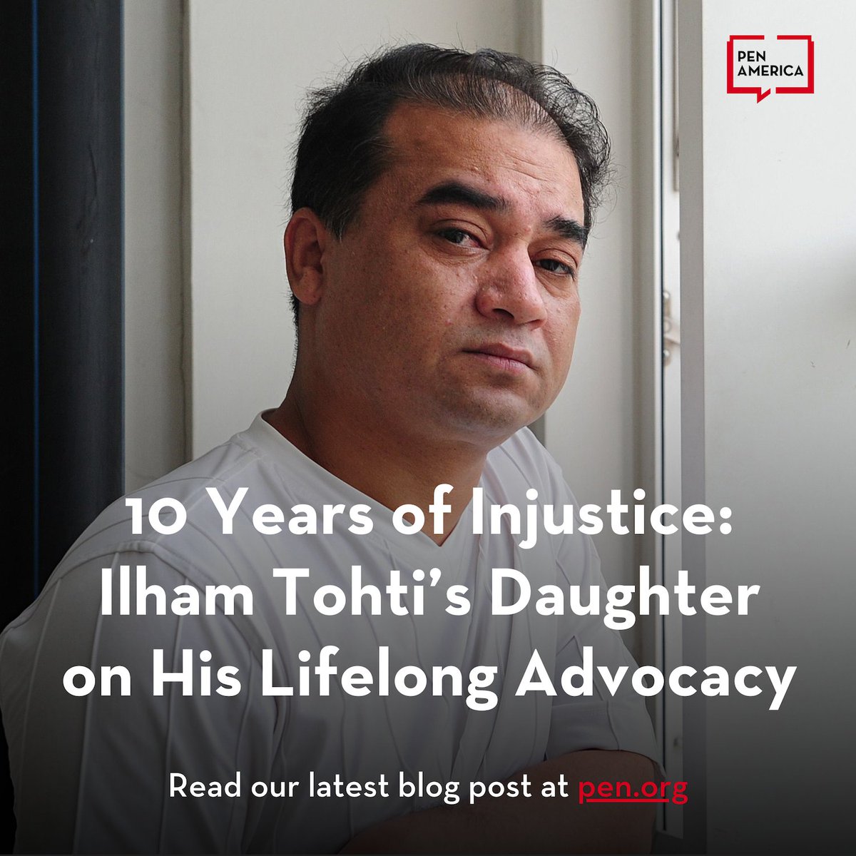 Ten years ago, writer and scholar Ilham Tohti was sentenced to life in prison by China for his writings. His daughter <a href="/JewherIlham/">Jewher.Ilham</a> continues to call for his freedom, telling PEN America, “I will not stop—no matter what.” #FreeIlhamTohti

Read more: pen.org/10-years-of-in…