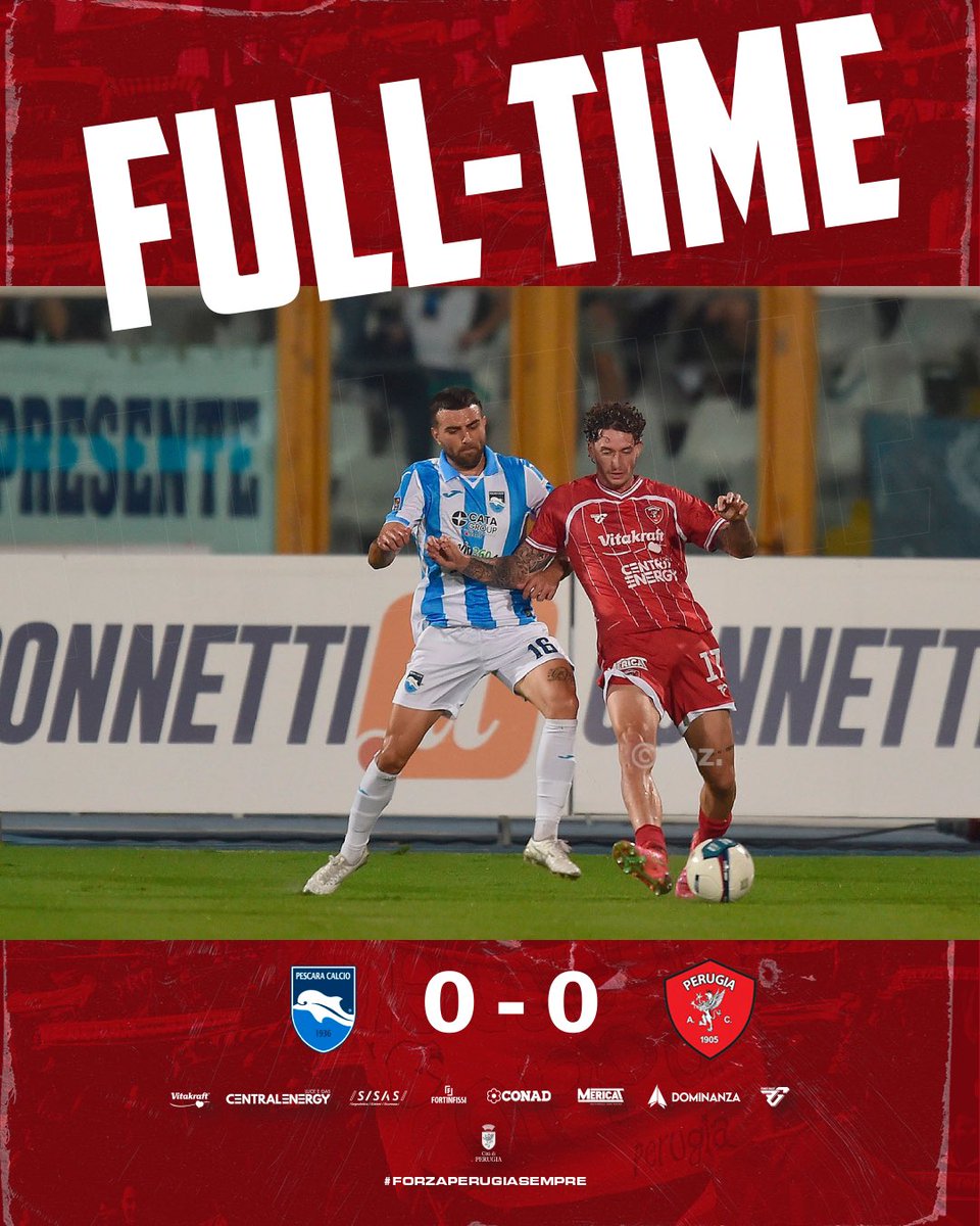 ACPerugiaCalcio's tweet photo. ⌛️| FULL TIME 

#PescaraPerugia 

#forzaperugiasempre⚪️🔴 @seriecofficial #PESPER 
📸 #Settonce (copyright) https://t.co/n1CnMbADEt