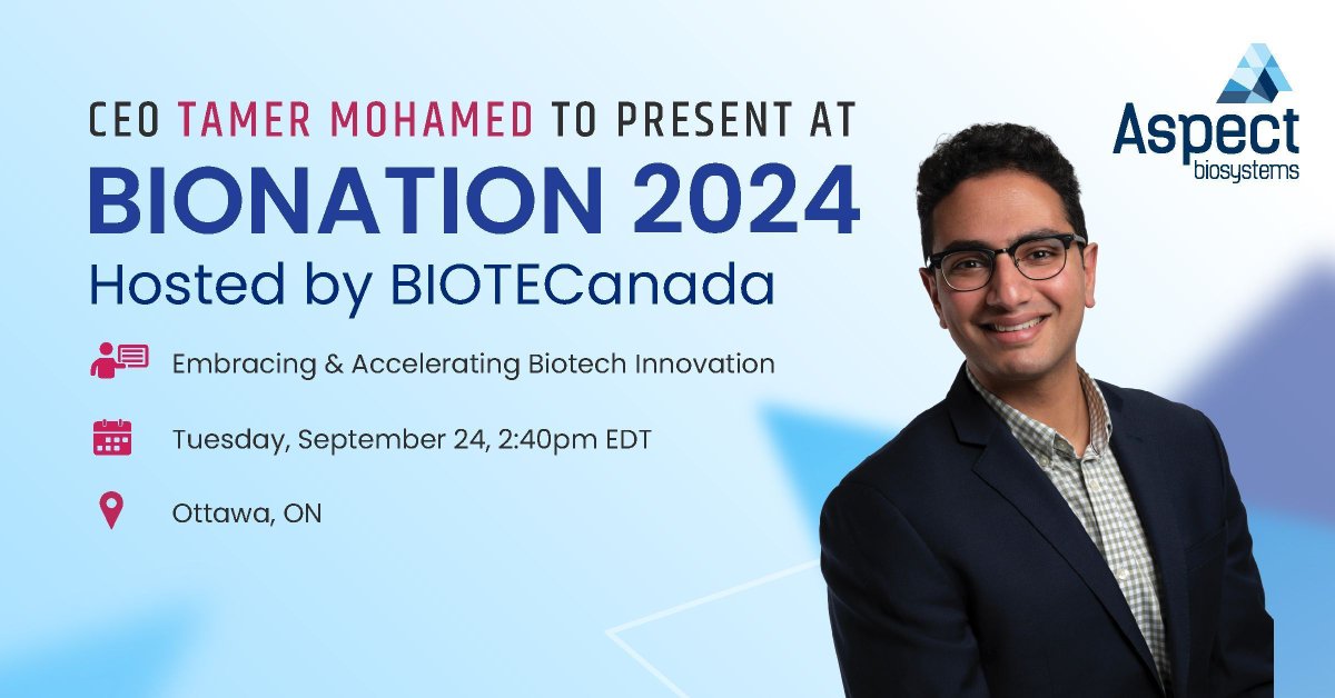 Aspect Biosystems (@aspectbiosys) on Twitter photo Join CEO Tamer Mohamed (<a href="/_tamerm/">Tamer Mohamed</a>) for a panel on "Embracing & Accelerating Biotech Innovation" at <a href="/BIOTECanada/">BIOTECanada</a>'s #BIONATION2024.
π
Tuesday September 24, 2:40pm EDT
π Ottawa, ON
Learn more: buff.ly/3yWbE9x
#GBW2024 #biotech #CdnInnovation Join CEO Tamer Mohamed (<a href="/_tamerm/">Tamer Mohamed</a>) for a panel on "Embracing & Accelerating Biotech Innovation" at <a href="/BIOTECanada/">BIOTECanada</a>'s #BIONATION2024.
π
Tuesday September 24, 2:40pm EDT
π Ottawa, ON
Learn more: buff.ly/3yWbE9x
#GBW2024 #biotech #CdnInnovation