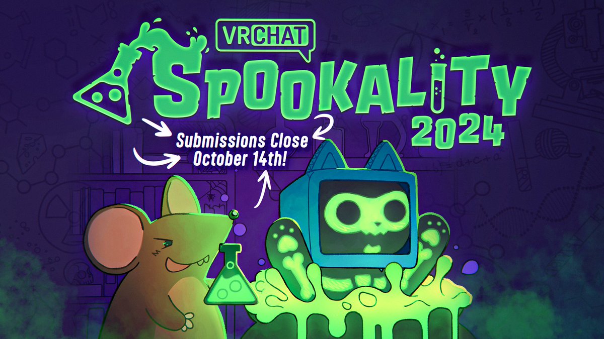 VRChat's tweet photo. Prepare the experiments: #Spookality2024 is coming Oct 1!   

🐀Read our blog post to learn all the ghastly details:
https://t.co/eWQF9k0taP https://t.co/ppew2LwYds