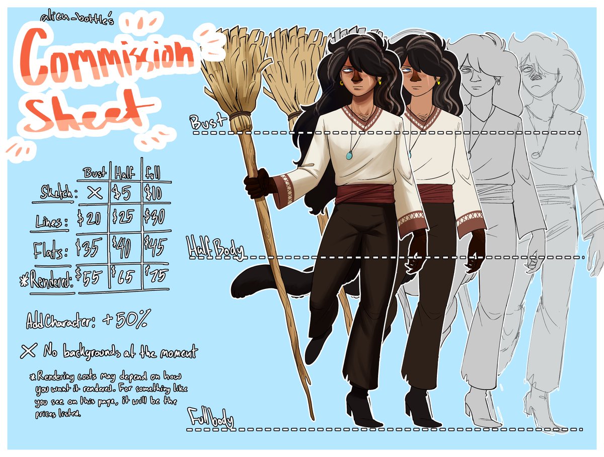 alien_bottle's tweet image. Helloooo! Finally have commissions open, heres a link to the commission form forms.gle/9VN57WddDcKcMK…
Dm/email me if you have any questions, thank you!