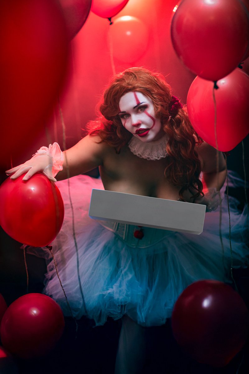 AdiaCos_nsfw's tweet photo. Guess who made an nsfw shoot comeback👀
Did I make a sexy pennywise?

Want to remove the bar? 
25 likes &amp; 25 rts to free them titties👀👀 https://t.co/lMO35WKPan