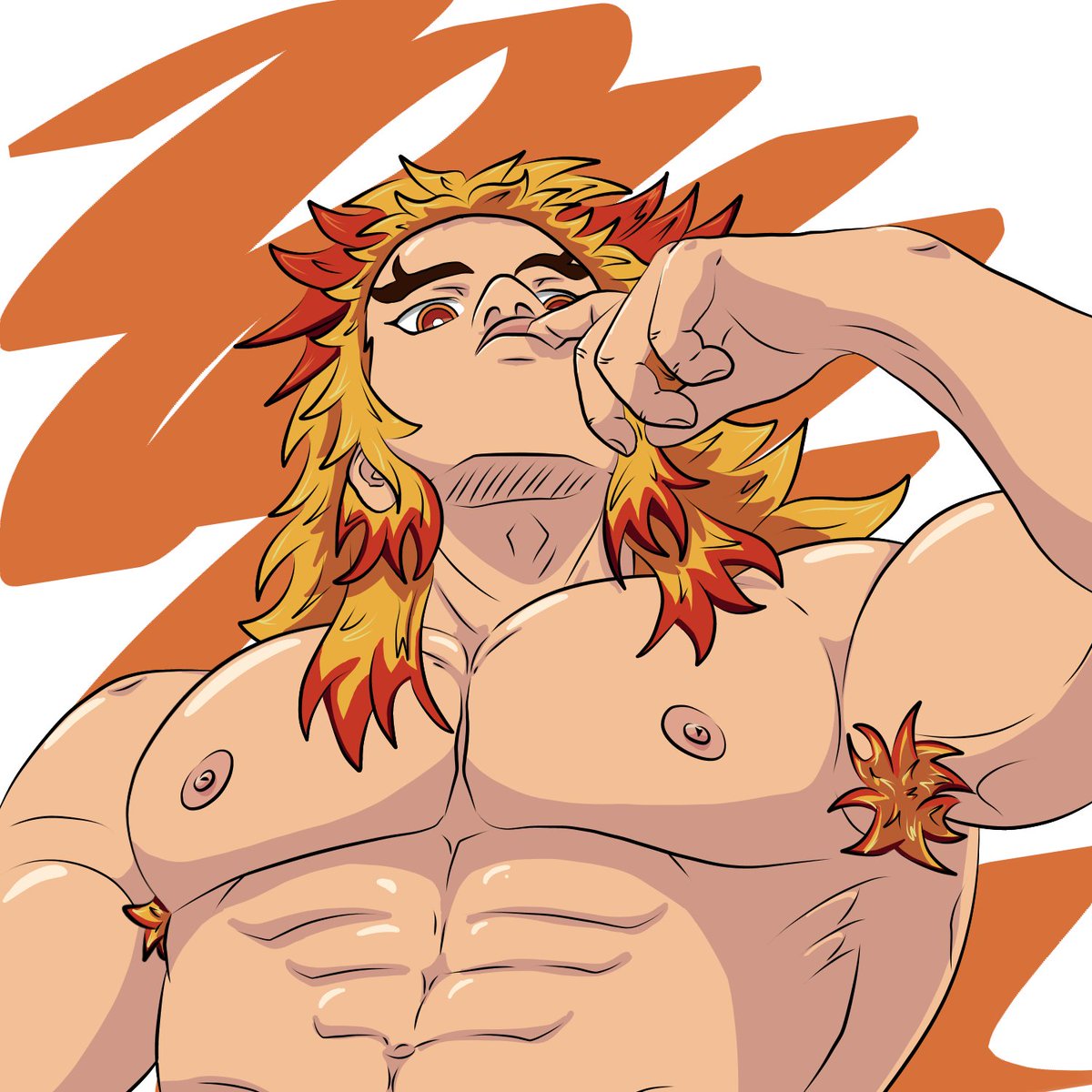 mawnimrod's tweet photo. A drawing I did for my husband, his boyfriend daddy Kyojuro Rengoku.
What is he eating?
.
.
#bara #anime #gayporn #hotguys #himbo #muscles #buffguys #NSFW #gay #daddy #pecs #undies #digitalart #gayart #rengoku #kyojurourengoku #demonslayer #kimetsunoyaiba https://t.co/DyjAj78nxX