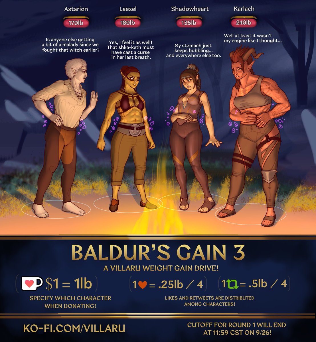 BALDURS GAIN begins!!! check the bio to contribute to the embiggening! sharing is much appreciated <3