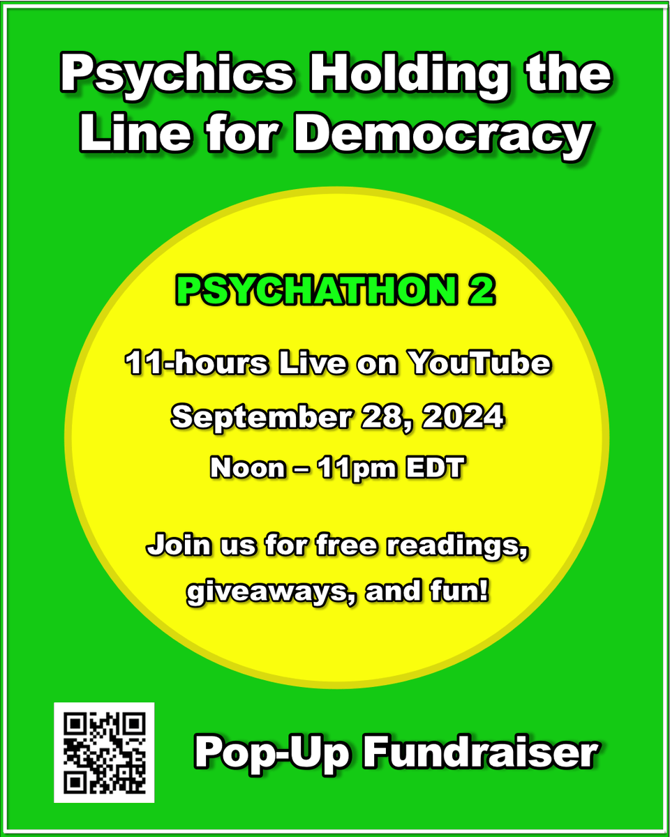 AkashaUnleashed's tweet image. #Psychathon 2! #PsychicsforDemocracy. #Fundraiser for the Harris-Walz campaign. We&apos;ll have a lot of fun AND help save democracy. The stakes are too high to sit on the sidelines. #harrisforpresident2024  #freepsychicreadings #tarotcommunity #popupfundraiser