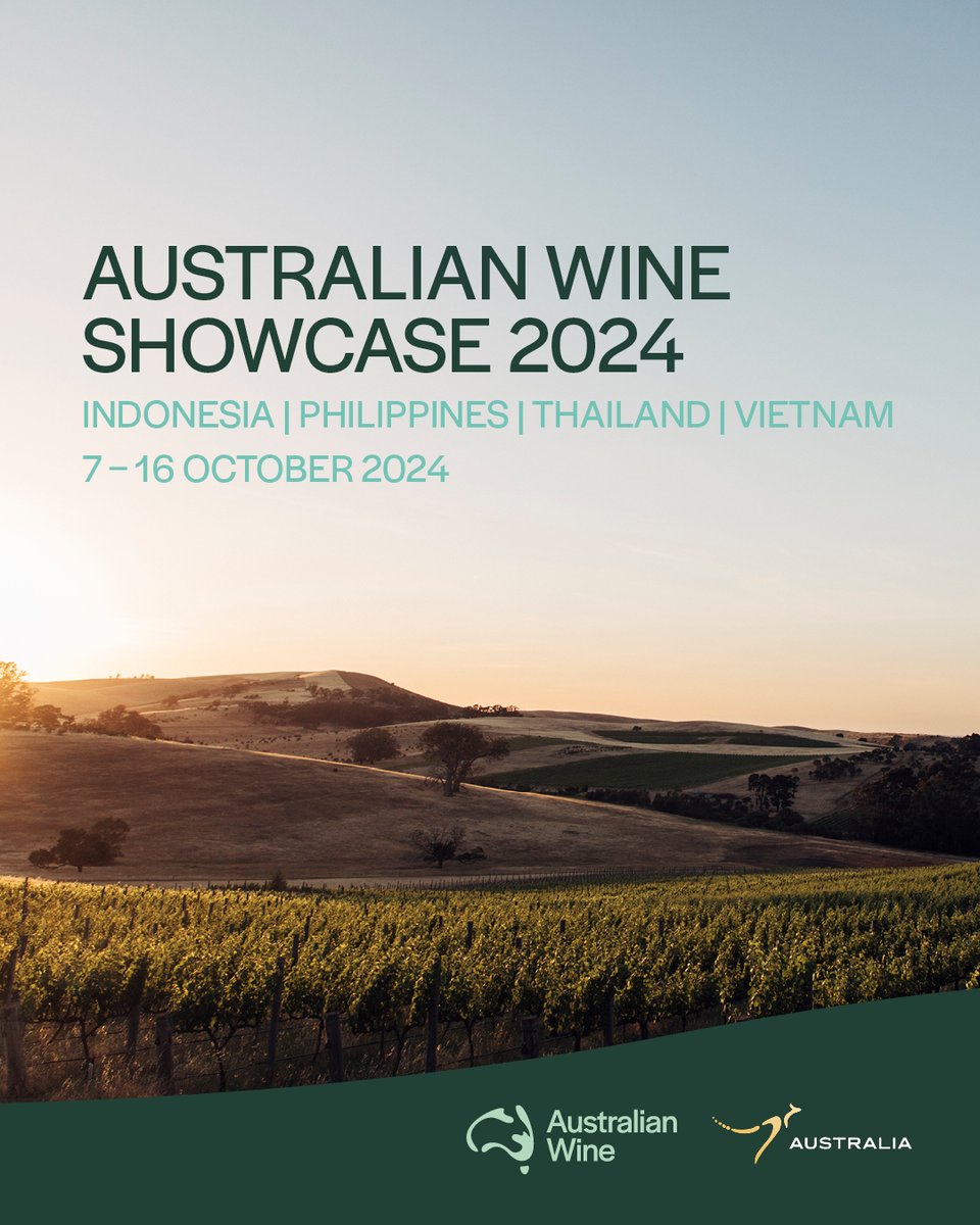 From 7-16 October Wine Australia and <a href="/Austrade/">Austrade</a> will be hosting trade tastings in Indonesia, Philippines, Thailand, and Vietnam to showcase the quality and diversity of #australianwine. Find out more connect.australianwine.com/aus-wine-showc… #aussiewine