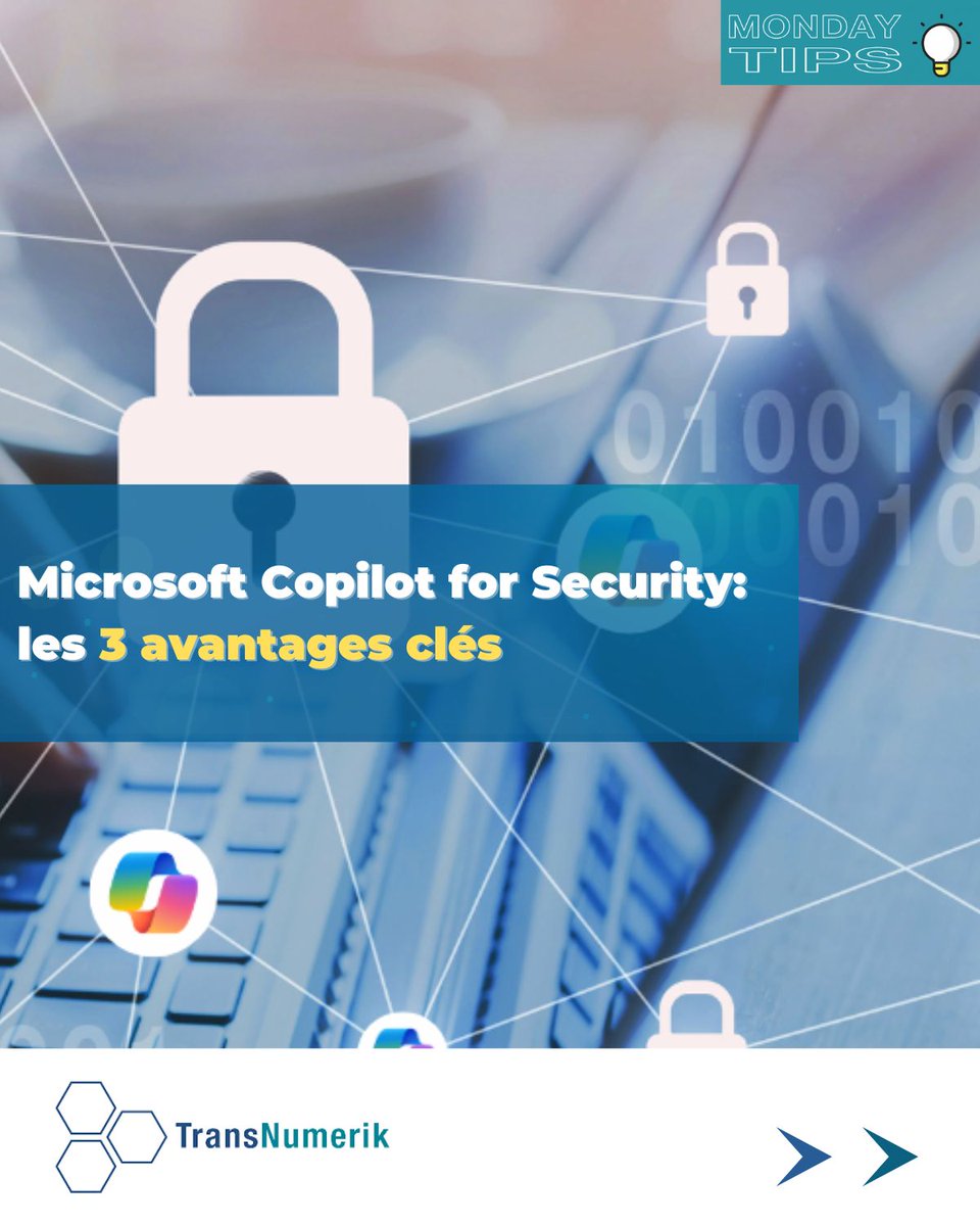 transnumerik's tweet photo. 💡Monday Tips💡
🤖 L'intelligence artificielle change le visage de la sécurité 🔐
Découvrez 3 avantages clés de Microsoft Copilot for Security.
🔒Sécurisez votre entreprise dès aujourd’hui!
#Sécurité #IA #Microsoft #MicrosoftIA #Solution #TransNumerik #Ghana #Sénégal #CIV https://t.co/uRDlMtMSmc