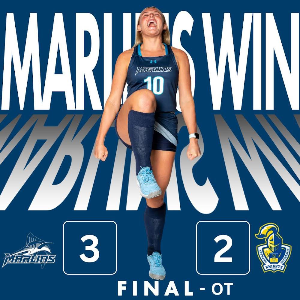vwu_marlins's tweet image. Hat-Trick from Hedspeth Gives Marlins Overtime Win Over Neumann! Swipe right to see the OT goal for yourself! 

#MarlinsWin // #OTWinner // #Hattrick
