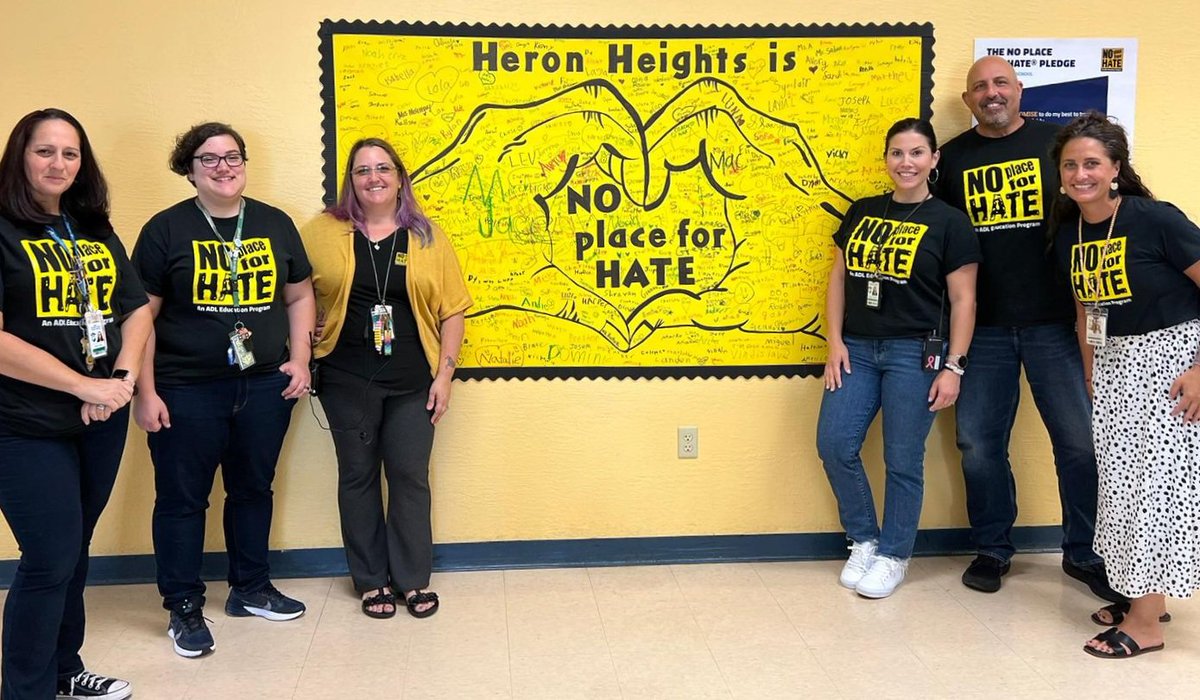 HeronHeightsEl's tweet photo. As part of Peace Week, today our students and staff took the No Place for Hate pledge! Kiddos to our counselors for creating this visual for our kids to see everyday! #NoPlaceForHate @BCPSNorthRegion @jennmcgreevy @csaban4 @MrsGriffiths28 https://t.co/qlNiiirqKk