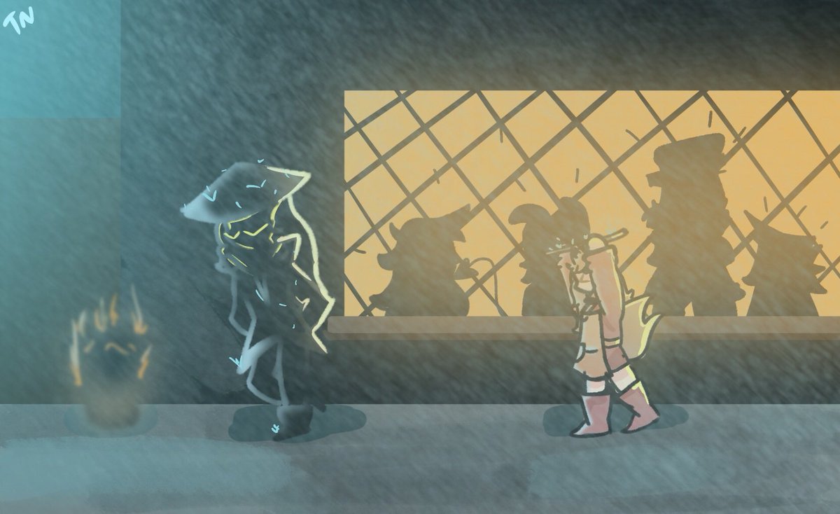 Two drawings in two days huh.
Some oc’s in the window and on the right are owned by <a href="/KrimsonArtz/">Kira</a>
