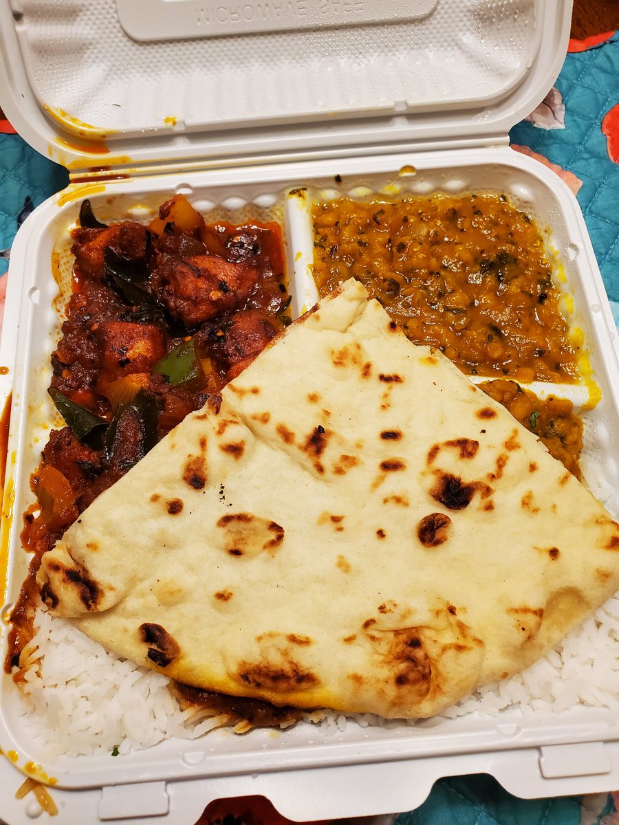 Had the Angry chicken for takeout from <a href="/indianexpressnl/">Indian Express Food Truck</a> w/ lentil curry from Mr. Jerry Joy. I had the opportunity to reminisce from his start with a food truck to his two locations. This by far has been one of the top three dishes I've had thus far &amp; look forward to other items.
