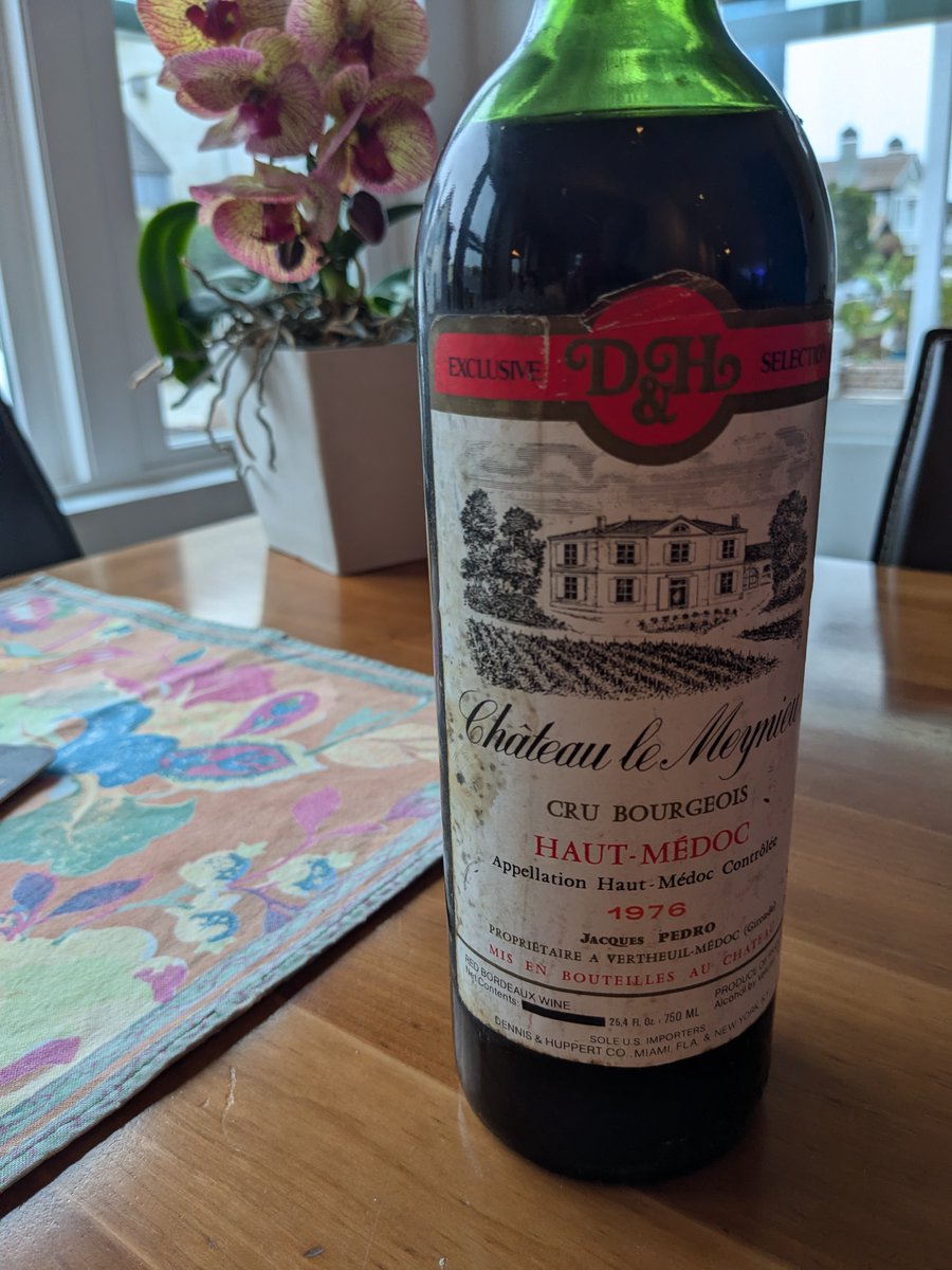 Opened this last night. It had been stored correctly and the cork was still good. The interesting thing is it wasn't spoiled; it was just faint, like an echo of the great wine it once was.