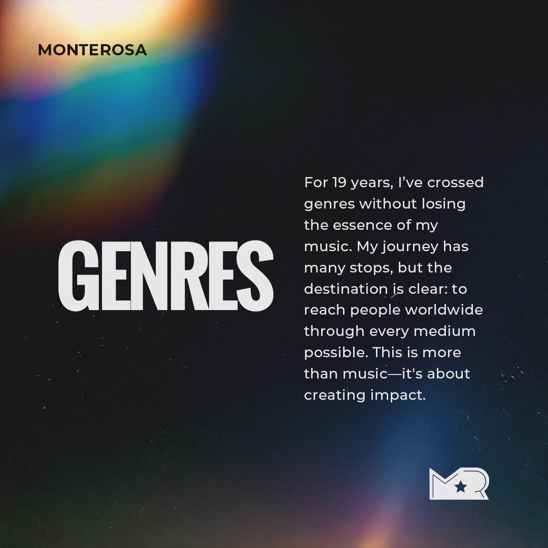 Nearly 20 years blending genres without losing my core. This journey is about growth, connection, and reaching the world. #Genres #MusicJourney #Versatility #MonteRosaMusic #mystory