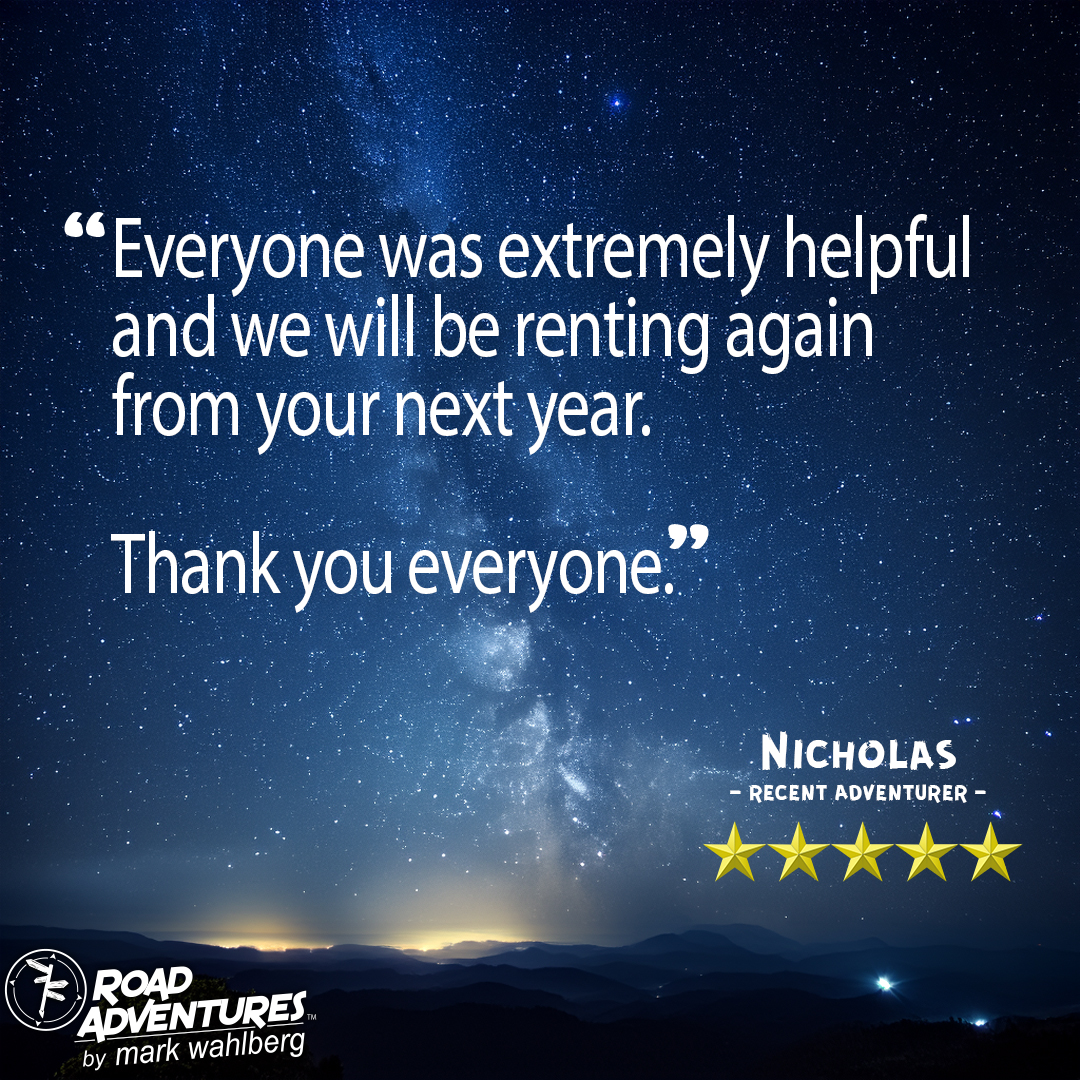 RAGetaway440's tweet image. Nicholas loved his experience with Road Adventures by Mark Wahlberg Cleveland! He found our team extremely helpful and is excited to rent from us again next year. Ready for your own adventure?

roadadventures.com

#RoadAdventures440 #RAReview