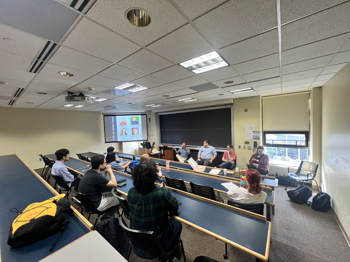 SperoGeology's tweet photo. Was wonderful to invite Dr. Andrew Janiszeski (Postdoc), Dr. Kirstin Sockwell (Assistant Research Professor), Spencer Ness (Transportation Engineer/PhD candidate), and Finn Cavanaugh (Transportation Engineer) to talk at #firstyearseminar for @CEEES_ND  for the Career Panel week! https://t.co/WCm6PuUorH
