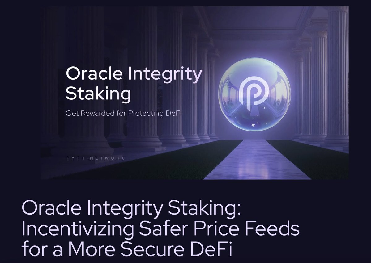 yuki_solana's tweet image. 本日は先日のBreakpointでPythが発表したOIS（Oracle Integrity Staking）の内容を紹介していきます😄

私たちのプロジェクトは「web3 × 教育」がメインコンセプトの一つなのでこういった投稿は引き続き行なっていきます🔥

さて、OISとはオフチェーンからとってくる価格データをより正確に