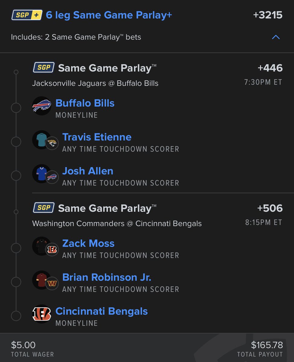 GamblersRUsPSR's tweet photo. 🏈💰 Monday Night Madness! Gus the Bus is rolling with some solid Same Game Parlays on Jags vs Bills and Commanders vs Bengals. Let’s cash in big tonight! #MNF #SportsBets #ParlayPlays #NFL @GusBarberMedia https://t.co/nS6Wz0v6Ww
