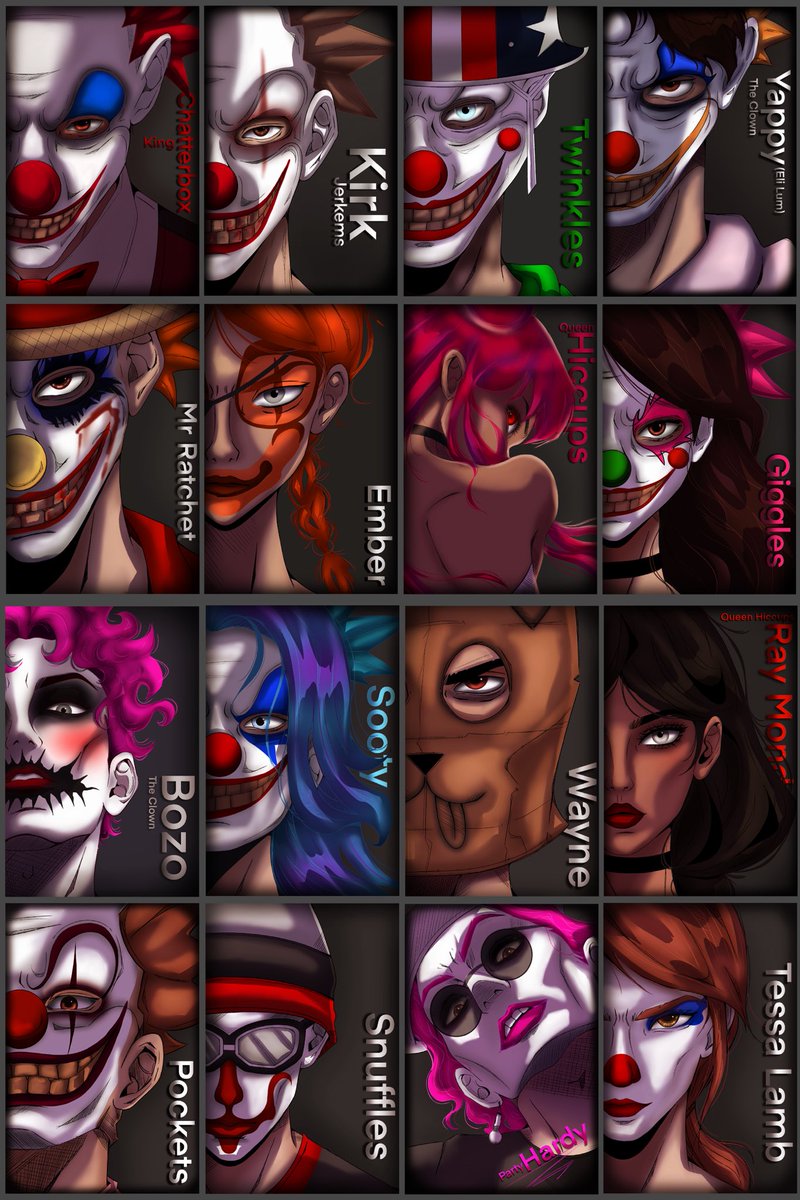 CharmX_023's tweet photo. Took awhile, but I did art of some of the clowns ♥️ 

#nopixelfanart #clowns #GTARP https://t.co/GGbQM2zrtv