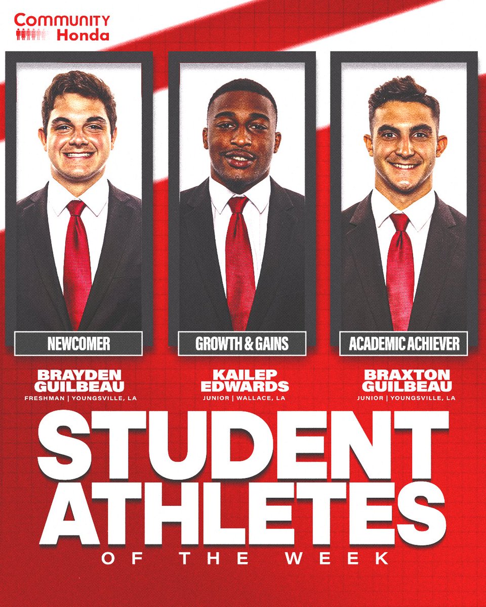 📚 🤝 🏈

This week's <a href="/CommunityHonda/">Community Honda</a> Student-Athletes of the Week! 

#cULture | #GeauxCajuns