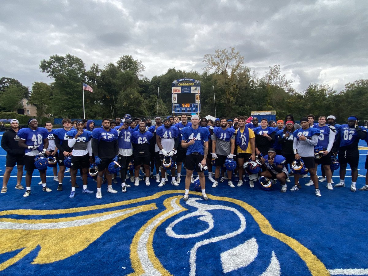 Following our week 3 win over Franklin Pierce we have selected Defensive End Lucas Young Runner and Hitter of the Game.He finished the day with 2 sacks and a handful of hurries. #ChargeOn⚡️