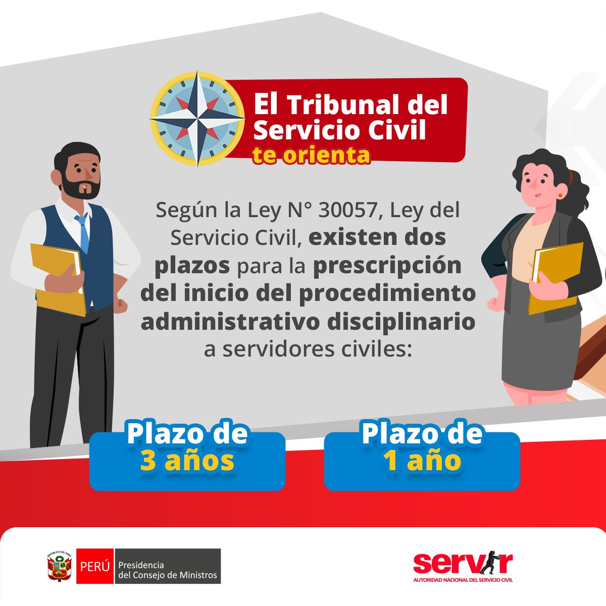 SERVIR_PERU's tweet photo. 📌 #SabíasQue existen dos plazos para la prescripción del inicio del Procedimiento Administrativo Disciplinario (PAD) para servidores civiles.🤓
#TSC #TribunalDelServicioCivil #TSCteOrienta https://t.co/GbHdo6fOYn