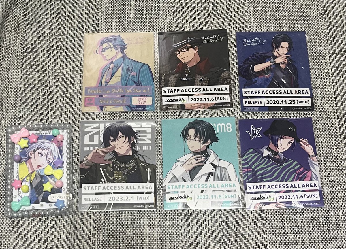 【譲渡】Paradox Live パラライ スタッフパス風ステッカー

譲：直明、匋平、晴臣、イツキ、葵

求：1枚1000円＋送料

他のツイートのものとのお纏めも◎です。お気軽にお声がけくださいませ。