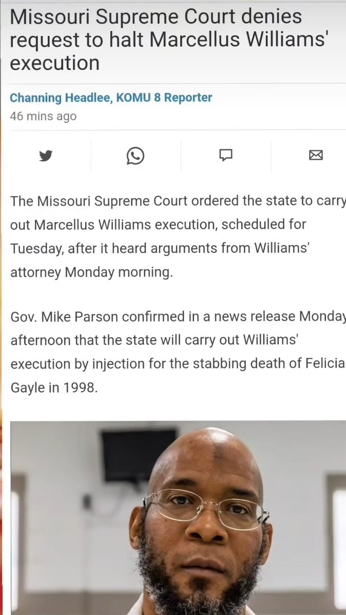 Noir_Is_Black's tweet image. 24 hrs left until #MarcellusWilliams execution.

@GovParsonMO of Missouri has refused to 🚫 this.

Prosecutors want time to examine new DNA evidence that doesn't link him to the murder.

The victims family wants to 🚫 the execution.

We are overlooking a miscarriage of justice