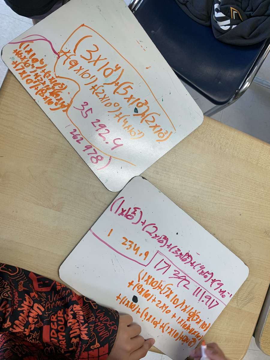 msbbartlett's tweet photo. We’ve been hard at work mastering using powers of ten to show large numbers in expanded form. Today the class took some time to test each other and were so excited to share their whiteboards with me. https://t.co/JlMDzf04qT