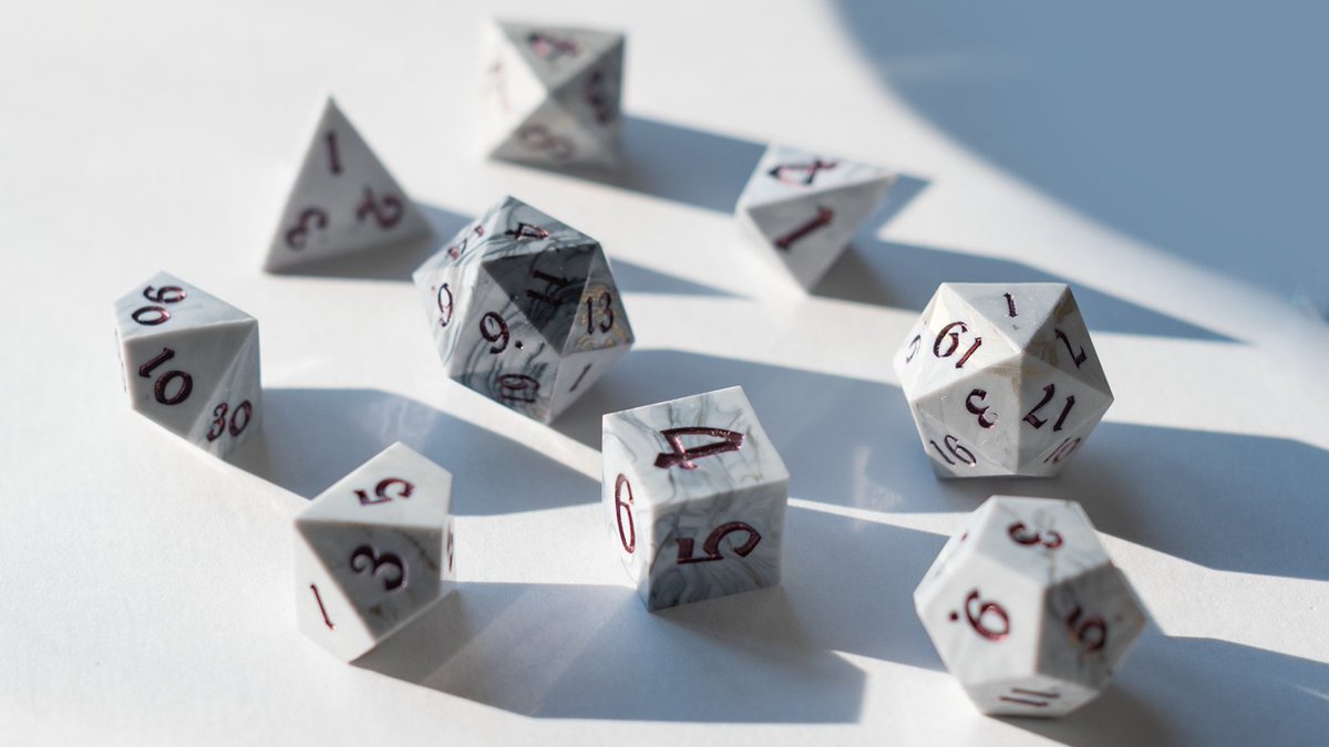 AstralDiceShop's tweet photo. Marble of the Architect

Each die is unique, streaks of grey and gold weave through an opaque marble white. This set will be for sale on the 28th @ 12 PM MDT! (It's coming up so fast!!😆)

#dice #dnd #dnddice #ttrpg #ttrpgdice #Byregot #ffxiv https://t.co/HIp0T4rnW5