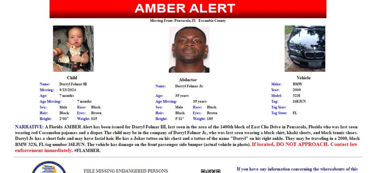 Stay_G0lden's tweet photo. #AmberAlert #MissingKid #MissingPerson #Abduction #Pensacola #Florida #Kinap #BOLO @PAULANEALMOONEY @therobbieharvey @Guiltyofcrime PLEASE RETWEET https://t.co/Iv8W7ccNSk