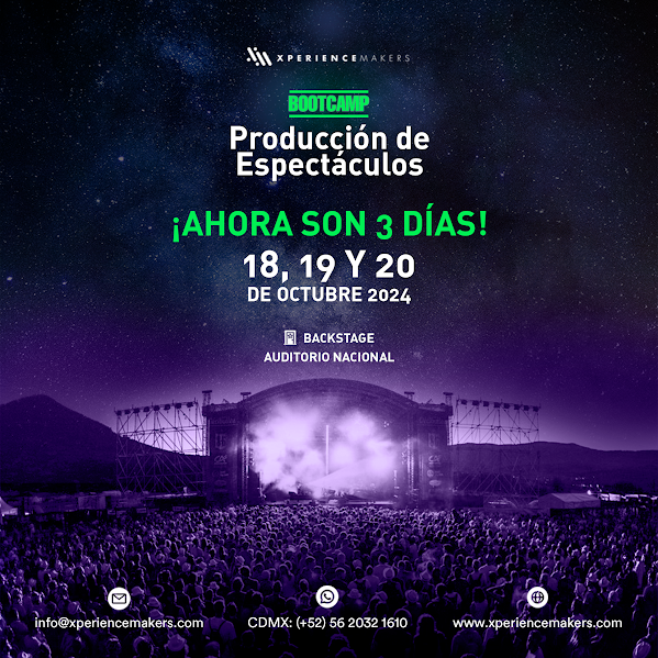 ⚠️ATENCIÓN, ATENCIÓN⚠️

¡Bootcamp Producción de Espectáculos ahora será de 3 días y por el mismo costo con backstage en el Auditorio Nacional! 🤩