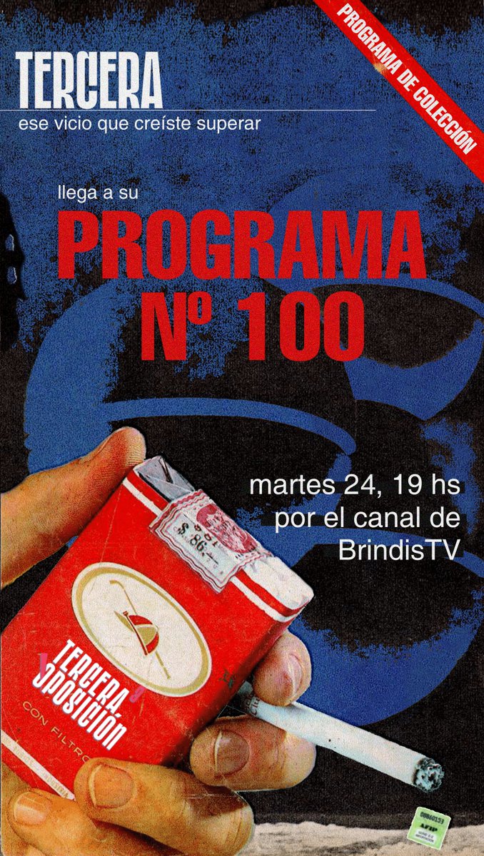 🚫𝗘𝗟 𝗘𝗦𝗣𝗘𝗖𝗜𝗔𝗟 𝗡° 𝟭𝟬𝟬 𝗗𝗘 𝗧𝗘𝗥𝗖𝗘𝗥𝗔 𝗢𝗣𝗢𝗦𝗜𝗖𝗜𝗢́𝗡🎂

📺Finalmente, Tercerita llega a 100 emisiones y lo celebra a lo grande con un programa especial.

📼Tengan la videocasetera lista para grabar lo que van a ver