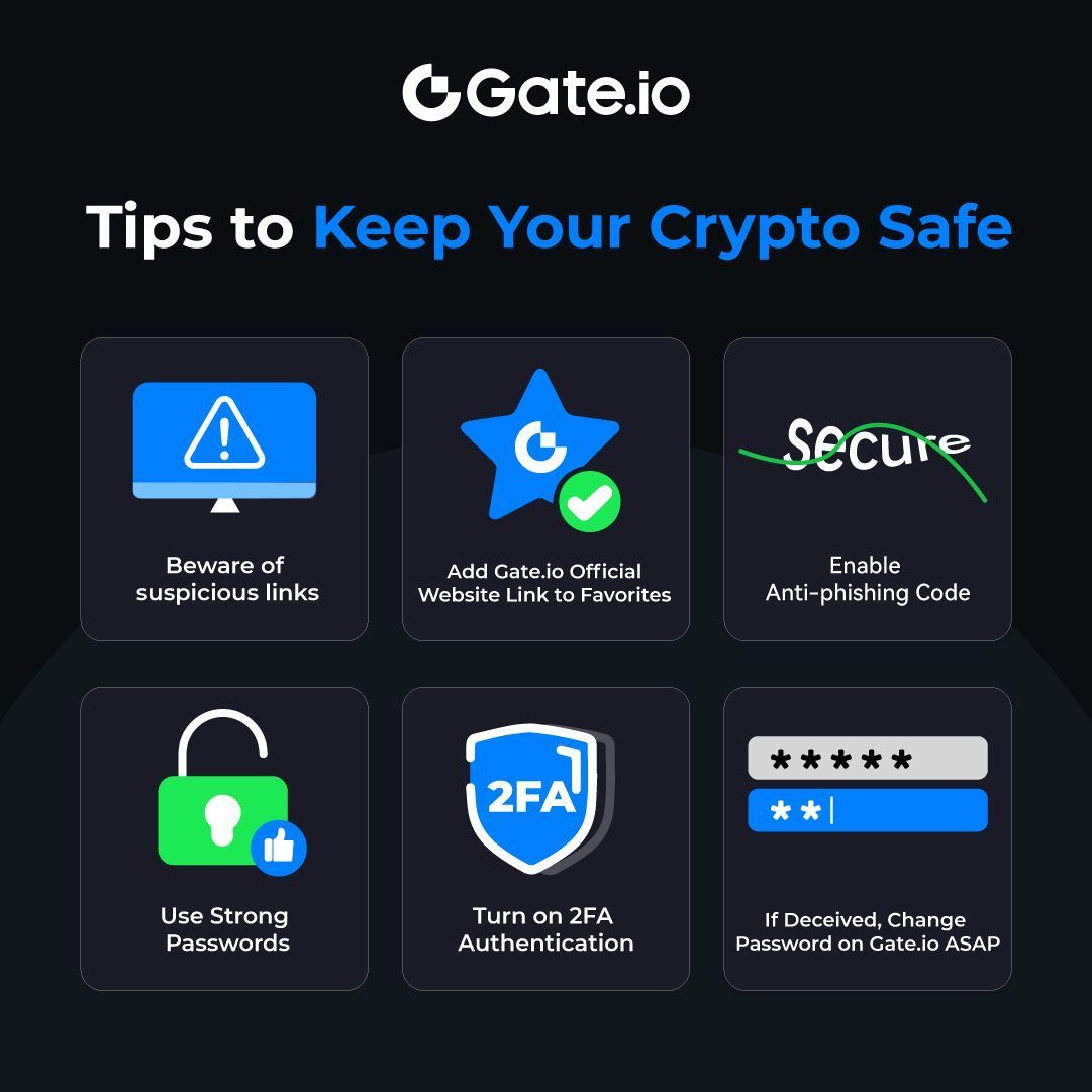 Tips to Keep Your Crypto Safe ✓ Watch out for suspicious links ✓ Enable 2FA  & anti-phishing code ✓ Use strong passwords Stay safe, stay secure!  #SecurityTipoftheDay